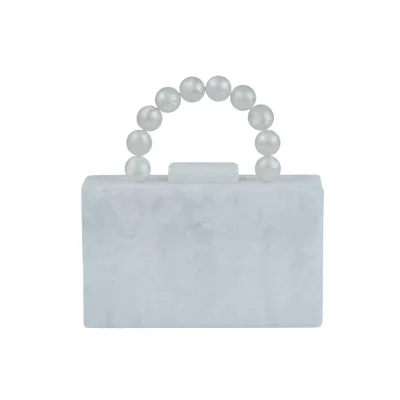 Bubble Acrylic Clutch-White